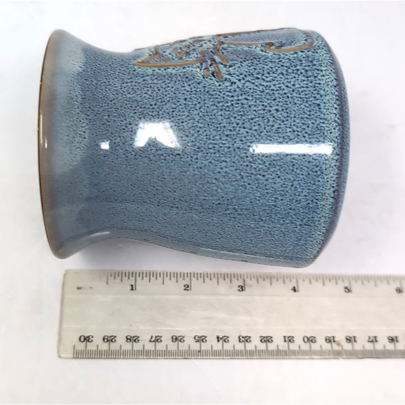La Rochelle Blue Kitty Cat Coffee Mug Cup Ceramic Pottery Speckled Drip Glaze - Picture 11 of 11